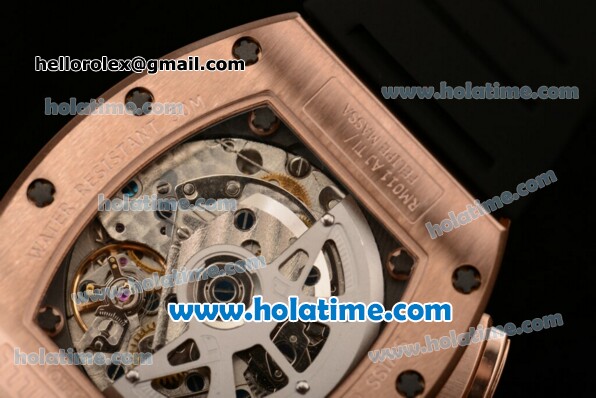Richard Mille Felipe Massa Flyback Chrono Swiss Valjoux 7750 Automatic Rose Gold Case with Arabic Numeral Markers and Skeleton Dial - Click Image to Close